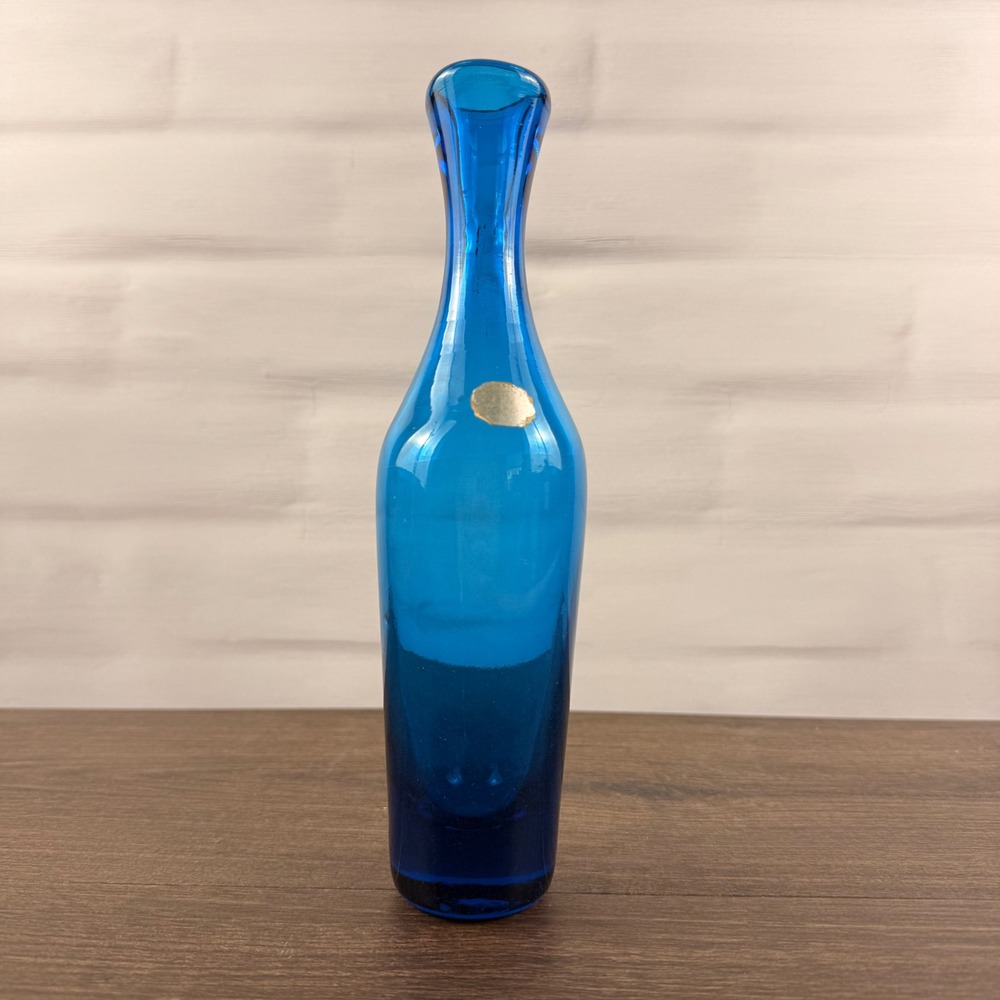 Blenko 64B Turquoise Glass Bud Vase Mid Century Modern